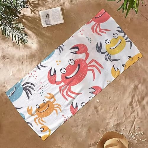Strandtuch Groß Sandfrei Mikrofaser Strandtuch 220x100 Leicht Schnell Trocknendes Saugfahiges Schwimmhandtücher, Männer Frauen Vielseitiges Badetuch, Perfekt für Urlaub & Sport (Farbe Krabbe) E-186 von Jqynn