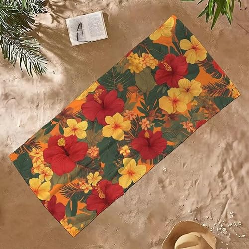Strandtuch Groß Sandfrei Mikrofaser Strandtuch 60x120 Leicht Schnell Trocknendes Saugfahiges Schwimmhandtücher, Männer Frauen Vielseitiges Badetuch, Perfekt für Urlaub & Sport (Retro Blumen) E-357 von Jqynn