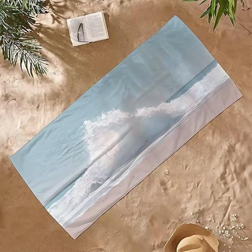 Strandtuch Groß Sandfrei Mikrofaser Strandtuch 70x140 Leicht Schnell Trocknendes Saugfahiges Schwimmhandtücher, Männer Frauen Vielseitiges Badetuch, Perfekt für Urlaub & Sport (Blau Wellen) E-200 von Jqynn