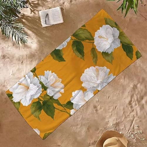 Strandtuch Groß Sandfrei Mikrofaser Strandtuch 70x140 Leicht Schnell Trocknendes Saugfahiges Schwimmhandtücher, Männer Frauen Vielseitiges Badetuch, Perfekt für Urlaub & Sport (Gelb Blumen) E-168 von Jqynn