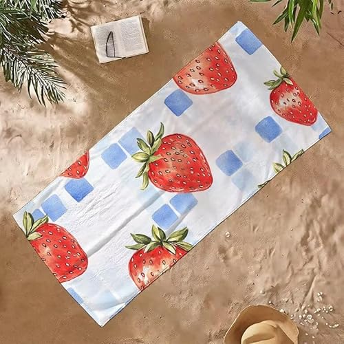 Strandtuch Groß Sandfrei Mikrofaser Strandtuch 90x180 Leicht Schnell Trocknendes Saugfahiges Schwimmhandtücher, Männer Frauen Vielseitiges Badetuch, Perfekt für Urlaub & Sport (Anlage Erdbeere) E-224 von Jqynn