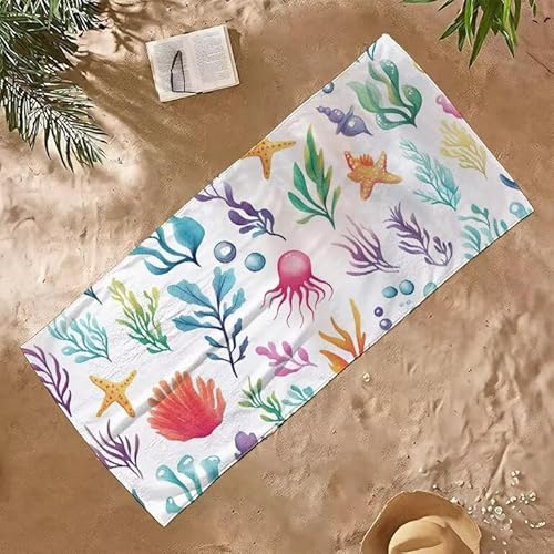 Strandtuch Groß Sandfrei Mikrofaser Strandtuch 90x180 Leicht Schnell Trocknendes Saugfahiges Schwimmhandtücher, Männer Frauen Vielseitiges Badetuch, Perfekt für Urlaub & Sport (Farbe Anlage) E-204 von Jqynn