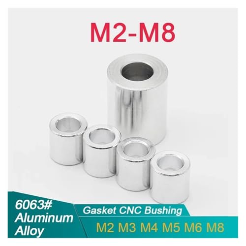 M2 M3 M4 M5 M6 M8 Aluminiumlegierung-Unterlegscheibe CNC-Hülsenbuchsendichtung Abstandshalter ohne Gewinde for RC-Modellteile(D4xM2 (20pcs),L 2mm) von JrEam