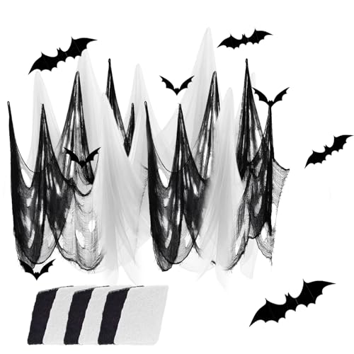 Halloween Stoff, Halloween Deko, 6 Stück Gruselige Stoffe 183 X 76 cm mit 24 Fledermaus Aufklebern für Innen und Außen, Halloween Party Dekoration für Fenster, Garten, Veranden und Spukhäuser Party Halloween Stoff, Halloween Deko, 6 Stück Gruselige Stoffe 183 X 76 cm mit 24 Fledermaus Aufklebern für Innen und Außen, Halloween Party Dekoration für Fenster, Garten, Veranden und Spukhäuser Party von JrnSvp