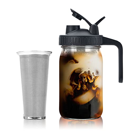 Jrssae Cold Brew Kaffeemaschine – 900 ml kaltgebrühter Krug mit Edelstahl, super dichter Filter, einfach zu bedienen, stabiler Einmachglas-Krug mit schwarzem Deckel, leicht zu reinigen Jrssae Cold Brew Kaffeemaschine – 900 ml kaltgebrühter Krug mit Edelstahl, super dichter Filter, einfach zu bedienen, stabiler Einmachglas-Krug mit schwarzem Deckel, leicht zu reinigen von Jrssae