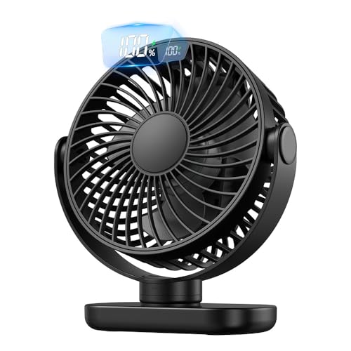 Jsdoin Schreibtischventilator, USB, 4 Geschwindigkeitsstufen, super leise, mit LED-Anzeige, Akku 5000 mAh, schnelles Laden, USB C, automatische Neigung 90°, für Büro, Haus, Außenbereich, Schlafzimmer Jsdoin Schreibtischventilator, USB, 4 Geschwindigkeitsstufen, super leise, mit LED-Anzeige, Akku 5000 mAh, schnelles Laden, USB C, automatische Neigung 90°, für Büro, Haus, Außenbereich, Schlafzimmer von Jsdoin