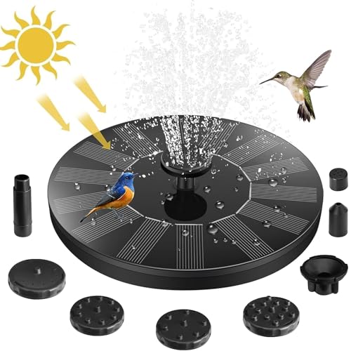 Jsdoin Solar Springbrunnen für Außen, Solarbrunnen für Draussen mit 6 Düsen, Freistehend, Tauchbrunnen für Den Außenbereich, Für Teich, Pool, Terrasse, Garten von Jsdoin