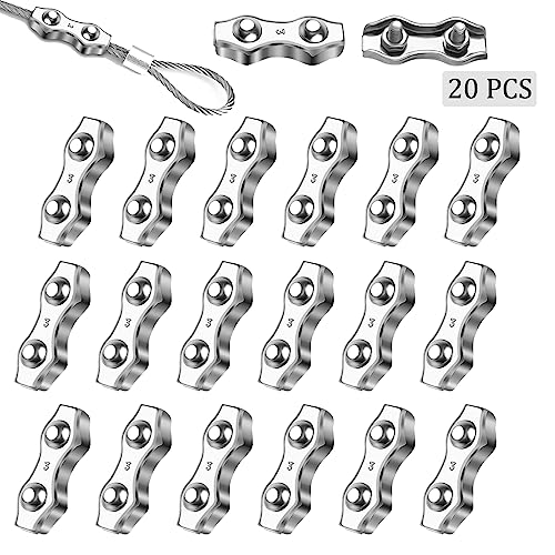 20 Stück Duplex Klemme M3, Seilklemme Drahtseil Clamp, 304 Edelstahl Drahtseile Clip per Funi Metalliche in Acciaio da 3 mm per il Fissaggio di Stenditoi, Tende da Sole e Striscioni von Jsleid