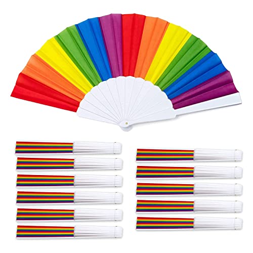 Jsrnqert Regenbogen-FäCher, 12Er-Pack FäCher, Regenbogen-LGBTQ-Tragbare FaltfäCher, FalthandfäCher Partydekorationen von Jsrnqert