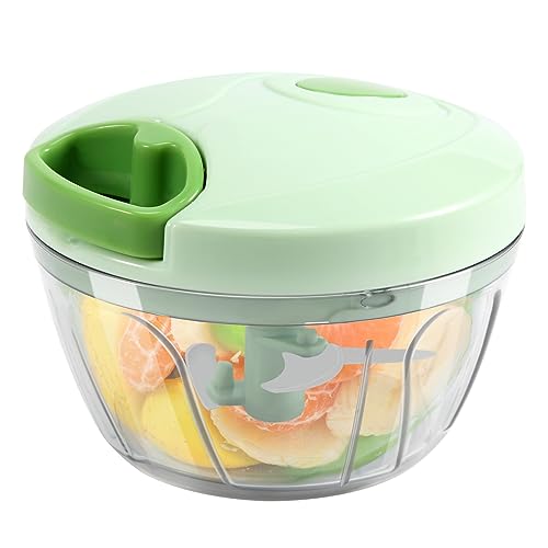 Jsrnqert Zwiebelschneider Manuell Zwiebel Zerkleinerer mit leicht zu ziehen Multizerkleinerer Zwiebelhacker Gemüseschneider Mixer zum Multischneider von Knoblauch/Nüsse/Obst (400ML) von Jsrnqert