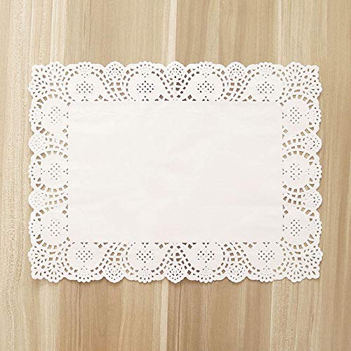 Jstoo Platzset Papier Spitze Deckchen Rechteck 30X40Cm 25X35Cm Weiß Dekoratives Geschirr Tischsets Kuchen Verpackung Papierkissen Matten 100Pcs-30 * 40 cm (150 Stück) von Jstoo