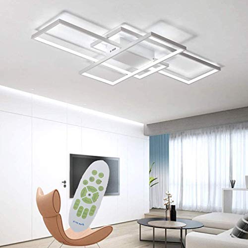 Jsz LED Dimmbare Deckenleuchte Wohnzimmerlampe Mit Fernbedienung Moderne Minimalistische Deckenleuchte Kreative Metall Acryl Design Deckenleuchte Beleuchtung Schlafzimmer Dekor Lampe,Weiß,105cm von Jsz