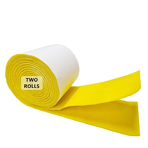 Jtnohx Filz Selbstklebend, Filzband Selbstklebend, 10cmx2.5m Filz für Stühle, 1.4 mm dick 2 Rollen Rückseite Kleber Filzgleiter für Box Liner Cup Mat Bilderrahmen Möbel(Gelb) von Jtnohx