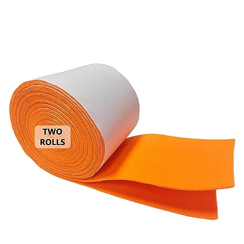 Jtnohx Filz Selbstklebend, Filzband Selbstklebend, 10cmx2.5m Filz für Stühle, 1.4 mm dick 2 Rollen Rückseite Kleber Filzgleiter für Box Liner Cup Mat Bilderrahmen Möbel(Orange) von Jtnohx