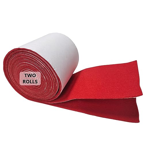Jtnohx Filz Selbstklebend, Filzband Selbstklebend, 10cmx2.5m Filz für Stühle, 1.4 mm dick 2 Rollen Rückseite Kleber Filzgleiter für Box Liner Cup Mat Bilderrahmen Möbel(Rot) von Jtnohx