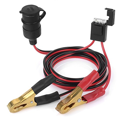 Jtron zigarettenanzund verlangerung 2M(6.56ft) Kabel 12V Auto Kupfer Krokodilklemme Adapter Netzsteckdose mit Sicherungshahn 25A Sicherung von Jtron
