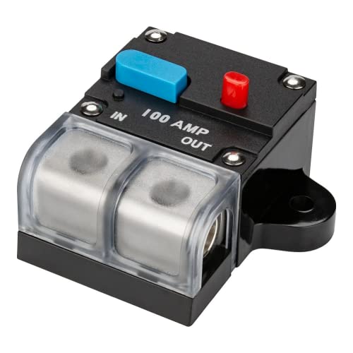 Sicherungshalter Wechselrichter, Jtron Circuit Breaker 100 AMP Car Audio Solar Energy Inline Circuit Breaker Sicherungswechselrichter mit wasserdichter Abdeckung für Automotive Rv Marine Boat(100a) von Jtron