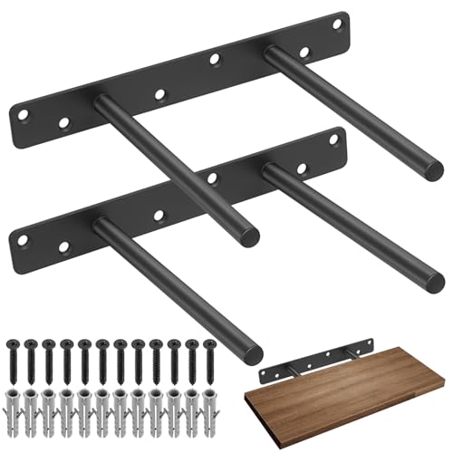 2 Stück Schwebende Regalhalterung Unsichtbare Regalträger, Tablarträger Verdeckte Schwebende Regalhalterungen, Regal Halterung Wandregalhalter für Schweberegale Dekoration(Schwarz, 150 mm) von Jttxiu