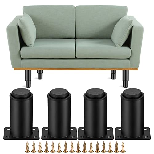 Jttxiu 4 Stück Möbelfüße verstellbar, Möbelfüsse Metall Schwarz, Möbelbeine Einstellbare Höhe 0-40 mm, Küchenschrank Füße, Bettfüße, Schrankfüsse für Fernsehschrank Sofa Lehrstuhl von Jttxiu