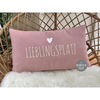 Kissen Mit "Wunschtext" | 50x30 Geschenkidee Dekokissen Personalisiert Warmrose von JuArt2Werkstatt