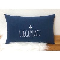 Maritimes Kissen Leinen Liegeplatz von JuArt2Werkstatt