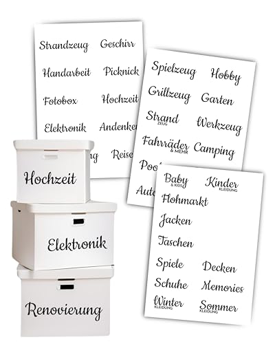 JuPaRo Ordnungs Aufkleber, Haushaltsorganizer, Sticker Ordnungssystem für Dachboden, Keller und die Garage, Beschriftung für Ordnungskisten, Organisation Haushalt (Renovierung) von JuPaRo