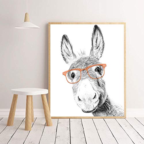 Juabc Wandbild Tier Esel Esel Leinwand Kunst Poster Drucke Kinder Kinderzimmer Wanddekoration Mit Sonnenbrille Schwarz Weiß Gemälde 50x70 cm Kein Rahmen Juabc Wandbild Tier Esel Esel Leinwand Kunst Poster Drucke Kinder Kinderzimmer Wanddekoration Mit Sonnenbrille Schwarz Weiß Gemälde 50x70 cm Kein Rahmen von Juabc