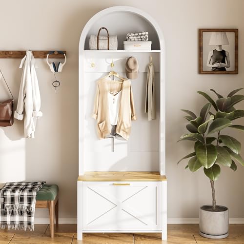 Juabett Garderobe Set mit Schuhschrank, Flur Garderoben, Stylishe Kompaktgarderobe mit Schuhregal, Ablage & Haken, Flurmöbel Garderoben-Set Flurschrank Dielengarderobe für Eingangsbereich 75x35x195cm von Juabett