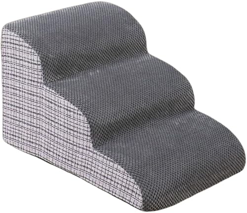 Haustiertreppe Hundetreppe Für Sofas Und Betten 2/3/4/5 Stufen,rutschfest Mit Waschbarem Abdeckung,Hundetreppe Für Kleine Hunde Hochwertige Schwamm,Hunderampe Für Kurzbeiniger Hund A,56 * 40 * 35CM von JuanNest
