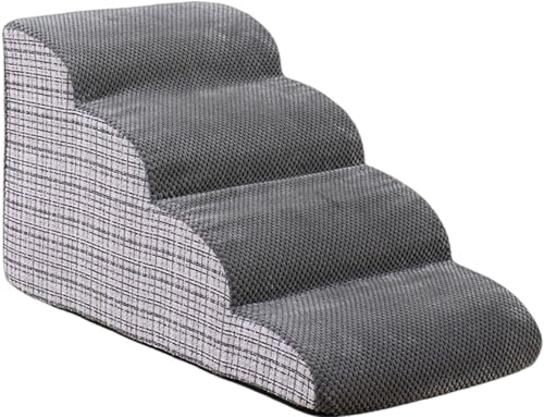 Haustiertreppe Hundetreppe Für Sofas Und Betten 2/3/4/5 Stufen,Rutschfest Mit Waschbarem Abdeckung,Hundetreppe Für Kleine Hunde Hochwertige Schwamm,Hunderampe Für Kurzbeiniger Hund A,72*40*40CM von JuanNest