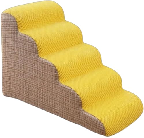 Haustiertreppe Hundetreppe Für Sofas Und Betten 2/3/4/5 Stufen,Rutschfest Mit Waschbarem Abdeckung,Hundetreppe Für Kleine Hunde Hochwertige Schwamm,Hunderampe Für Kurzbeiniger Hund C,72*40*52CM von JuanNest