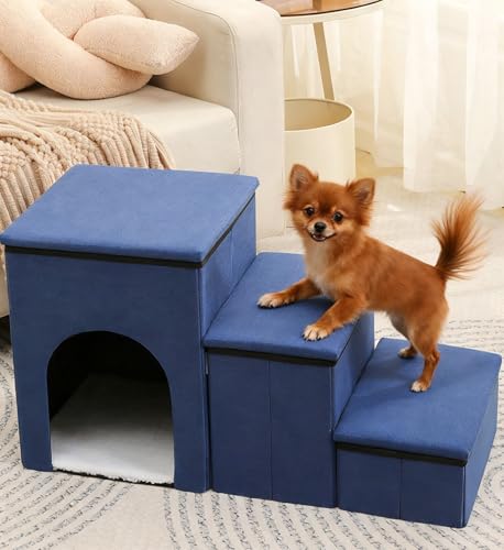 Hundetreppe Faltbare Für Couch Und Bett, 75L*33B*43H cm, Haustiertreppe Für Klein/Ältere/Große Hunde Katzen,3 Stufen Treppe Für Hunde Mit Große Wohnung, Stauraum,Treppe Hund,Zwinger Treppen B Hundetreppe Faltbare Für Couch Und Bett, 75L*33B*43H cm, Haustiertreppe Für Klein/Ältere/Große Hunde Katzen,3 Stufen Treppe Für Hunde Mit Große Wohnung, Stauraum,Treppe Hund,Zwinger Treppen B von JuanNest