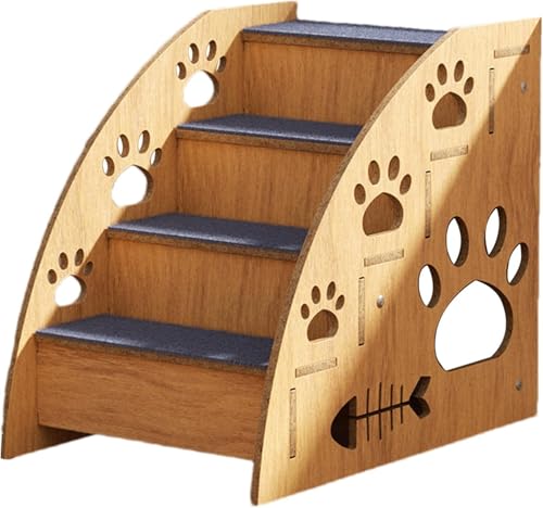 Hundetreppe Für Kleine Hunde,2/3/4-Stufige Hundetreppe Für Betten Oder Couches,Holztreppe Für Oder Mittelgroße Haustiere, Haustiertreppe Für Alte Katzen,Kleintiere,Einfach Montieren 30×45×40CM von JuanNest