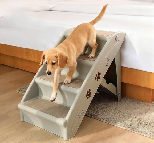 JuanNest Haustiertreppe Mit 4 Stufen, Klappbare Hundetreppe Aus Kunststoff Mit Rutschfesten Fußpolstern, 4 Teppichen & Dreieckiger Struktur, Kletterhilfe Für Katzen & Hunde Für Sofa, Bett B JuanNest Haustiertreppe Mit 4 Stufen, Klappbare Hundetreppe Aus Kunststoff Mit Rutschfesten Fußpolstern, 4 Teppichen & Dreieckiger Struktur, Kletterhilfe Für Katzen & Hunde Für Sofa, Bett B von JuanNest