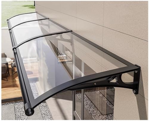 JuanNest Markise for Den Türeingang, Balkonüberdachung, Pultbogenvordach Überdachung, Polycarbonatplatte Mit Aluminiumhalterung for Terrasse/Deck/Keller, UV/Regen, Einfach Zu Montieren A,100×250cm von JuanNest