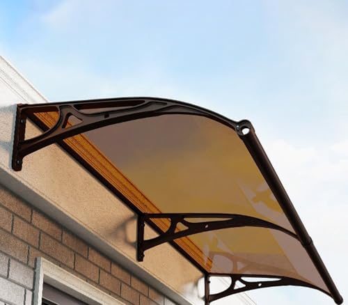 JuanNest Markise for Den Türeingang, Balkonüberdachung, Pultbogenvordach Überdachung, Polycarbonatplatte Mit Aluminiumhalterung for Terrasse/Deck/Keller, UV/Regen, Einfach Zu Montieren B,100×140cm von JuanNest