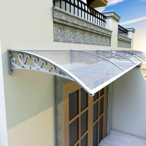 JuanNest Modern Front Door Canopy, Weatherproof UV-Resistant, Aluminium & Polycarbonate Canopy, Vordach Für Haustür,Überdachung Terrasse,Balkonüberdachung Wetterfest,Einfach Zu Montieren C,100×360cm von JuanNest