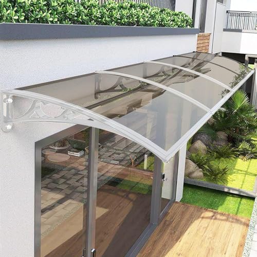 JuanNest Modern Front Door Canopy, Weatherproof UV-Resistant, Aluminium & Polycarbonate Canopy, Vordach Für Haustür,Überdachung Terrasse,Balkonüberdachung Wetterfest,Einfach Zu Montieren A,100×360cm von JuanNest