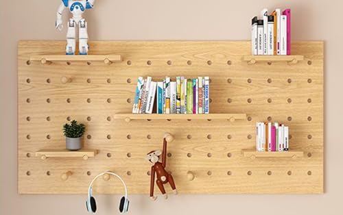JuanNest Steckbrett Display Stand, Wand-Organizer-Pegboard, Holz-Pegboard-Organizer-Kit, Peg Board-Kombinations-Kit, Pegboard-Wandhalterung, Wohnzimmer Küche Werkzeug-Aufbewahrungsregal B,W120×H60cm von JuanNest