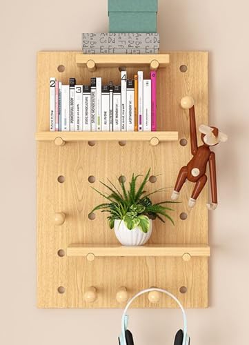 JuanNest Steckbrett Display Stand, Wand-Organizer-Pegboard, Holz-Pegboard-Organizer-Kit, Peg Board-Kombinations-Kit, Pegboard-Wandhalterung, Wohnzimmer Küche Werkzeug-Aufbewahrungsregal B,W40×H60cm von JuanNest