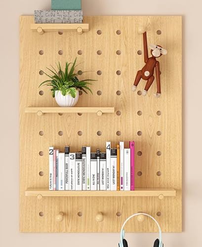 JuanNest Steckbrett Display Stand, Wand-Organizer-Pegboard, Holz-Pegboard-Organizer-Kit, Peg Board-Kombinations-Kit, Pegboard-Wandhalterung, Wohnzimmer Küche Werkzeug-Aufbewahrungsregal B,W60×H80cm von JuanNest