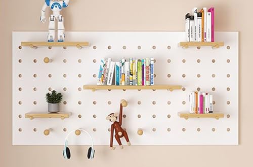 JuanNest Steckbrett Display Stand, Wand-Organizer-Pegboard, Holz-Pegboard-Organizer-Kit, Peg Board-Kombinations-Kit, Pegboard-Wandhalterung, Wohnzimmer Küche Werkzeug-Aufbewahrungsregal C,W120×H60cm von JuanNest