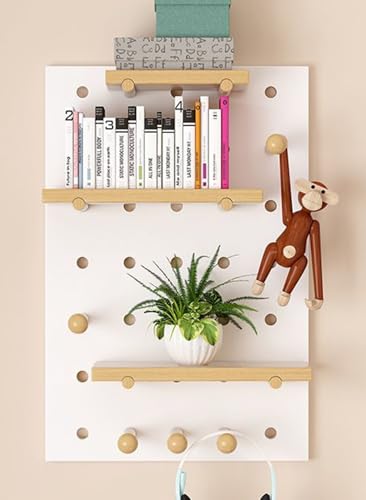 JuanNest Steckbrett Display Stand, Wand-Organizer-Pegboard, Holz-Pegboard-Organizer-Kit, Peg Board-Kombinations-Kit, Pegboard-Wandhalterung, Wohnzimmer Küche Werkzeug-Aufbewahrungsregal C,W40×H60cm von JuanNest