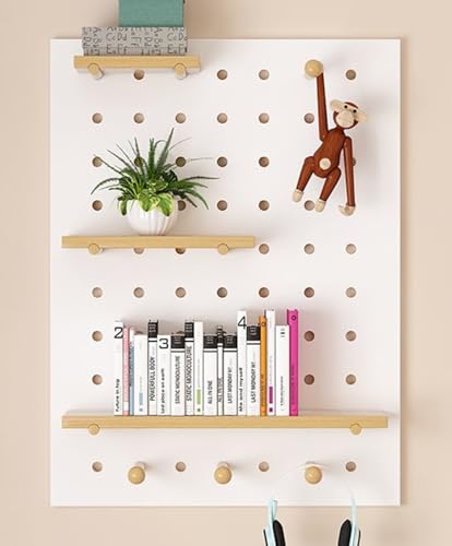 JuanNest Steckbrett Display Stand, Wand-Organizer-Pegboard, Holz-Pegboard-Organizer-Kit, Peg Board-Kombinations-Kit, Pegboard-Wandhalterung, Wohnzimmer Küche Werkzeug-Aufbewahrungsregal C,W60×H80cm von JuanNest