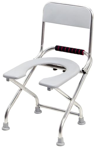 JuanNest Toilettenstuhl Bettnahe Multifunktion Für Senioren,Klappbarer Duschstuhl Klappbare Toilettensitz Tragbarer Nachtstuhl Wc Mit Rückenlehne Für Ältere Behinderte,Toilettenstuhl Bis 150Kg H 38cm von JuanNest
