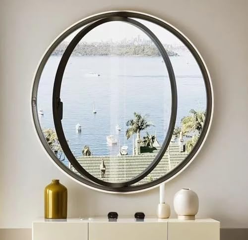 Windows Round Swivel Window With Center Axis,Service Window For Food Trucks With Aluminium Frame,Ventilation Window Homes,Basement Windows For Mobile Homes,Bullauge Fenster Black,80cm/31.5inch von JuanNest