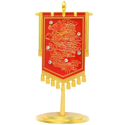 Juanxian Feng Shui Wohlstandsflagge mit Drachenstatue Harmonie Chinesische Weisheit Amulett Skulptur Reichtum Erfolg Glück Geschenk W5480 von Juanxian