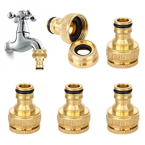 Jubaopen 5 Stück Messing Schlauchanschluss Hahnverbinder Anschluss Innengewinde Wasserhahn Adapter 1/2 und 3/4 Außengewinde Messing Gartenschlauch von Jubaopen