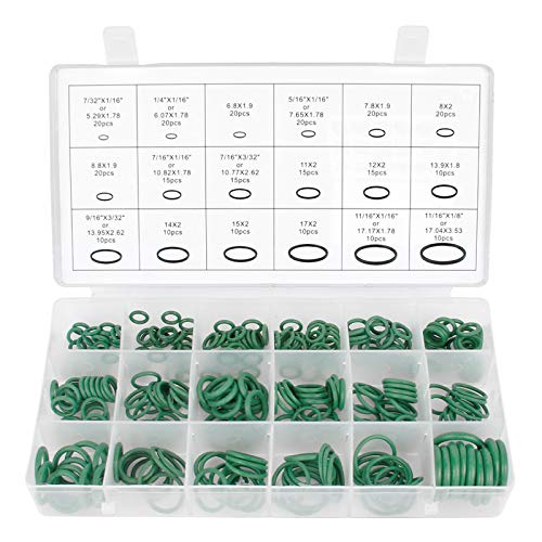 Jubaopen 540 Stück O Ringe Sortiment Kit Auto Reparatur O-Ring Sortiment Nitril-Gummi Dichtungsscheiben Temperaturständig Gummi Dichtungen Ringe Gummiringe für Klimaleitungen Klimaanlage (2 Boxen) von Jubaopen