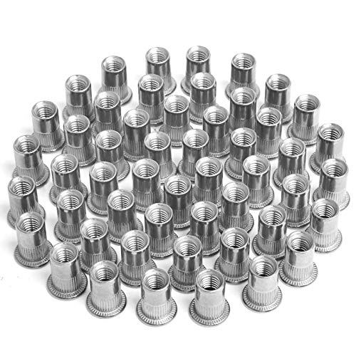 Jubaopen 80 Stück Edelstahl Niet Mutter M6 Nietmutter Rund Blindnietmutter Niet Nutsert Kappe Flachkopf Gewinde Nietmuttern Einnietmuttern Nutsert Befestigung (1.5 * 1.2cm) von Jubaopen